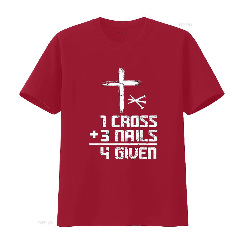 Christian Cross Faith 1 3 Nails 4 Given T Shirt Vintage Washed Graphic Breathable Slightly Casual Stretched Soft Versatile