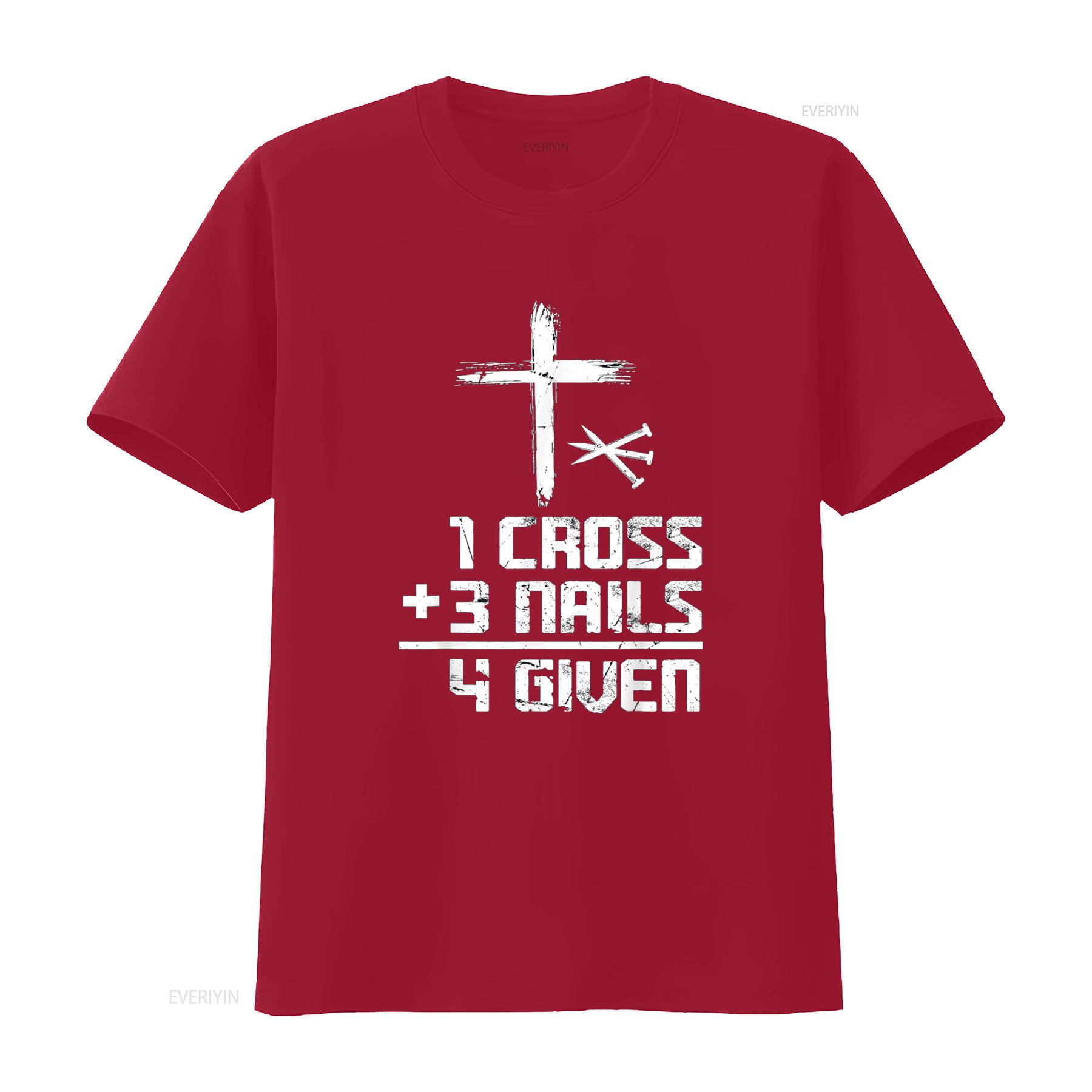

Christian Cross Faith 1 3 Nails 4 Given T Shirt vintage Washed graphic Breathable Slightly Casual Stretched Soft Versatile S