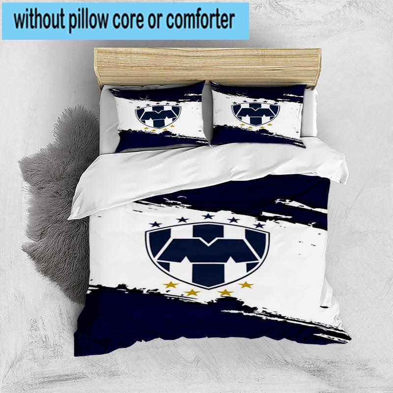 3pcs C.F.Monterrey Football Crest Art Printed Bedding Set Duvet Cover Closure Includes 1 Duvet Cover & 2 Pillowcases Bedding Sets Home Decor Gifts
