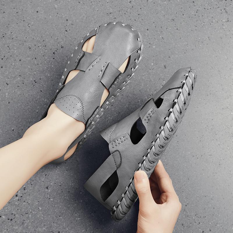 Mode Strandurlaub Herren Sandalen Echtes Leder Rindsleder Gladiator Römer Herren Fahrsandalen Outdoor Weich Waten Wanderschuhe Sandalen