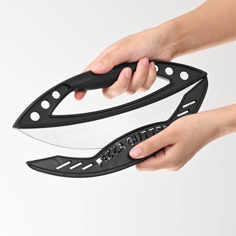 12" Pizza Cutter Rocker -Razor Sharp Stainless Steel Slicer Knife with Blade Cover Pizza Slicer with Cover for Pizza Tools