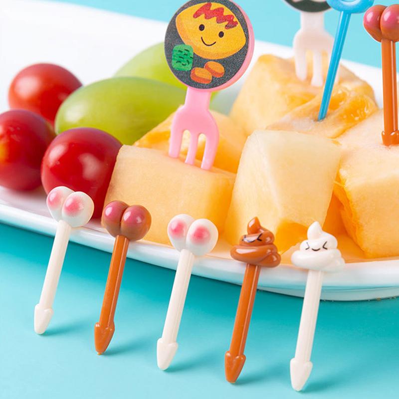 Bento Sebze Tabakları Sevimli Mini Yürümeye Başlayan Çocuk Meyve Çatalları Kürdanlar