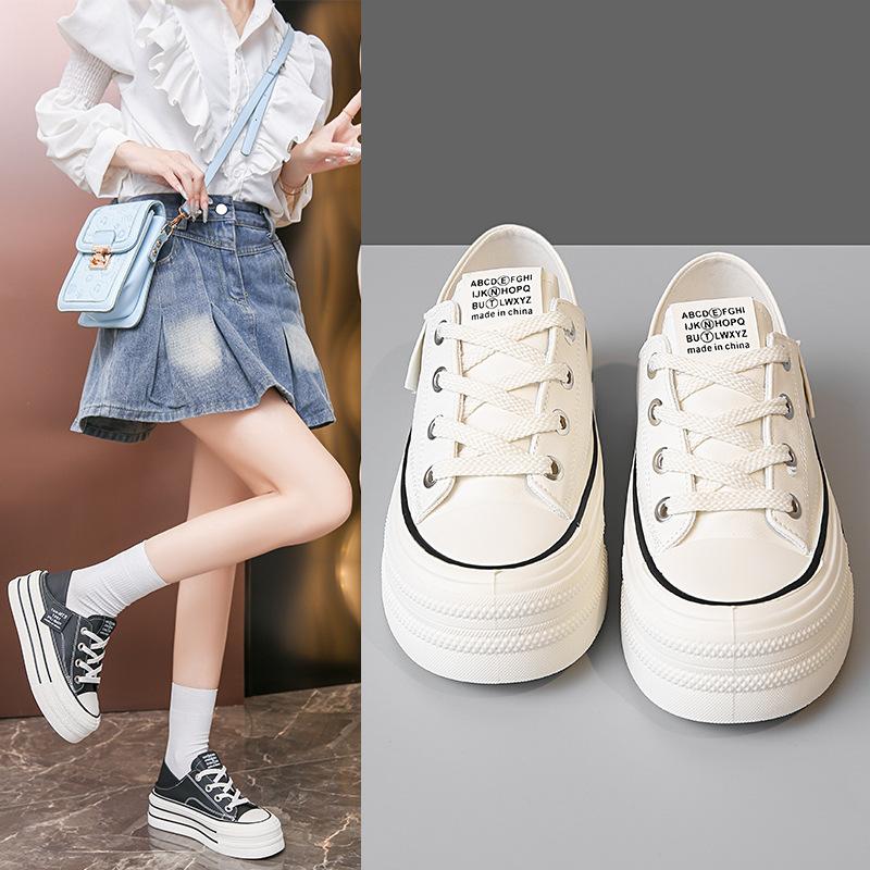 

Надевая маленькие белые туфли, женские весенние новые туфли на высокой платформе, универсальные кожаные повседневные спортивные кеды 40 белый