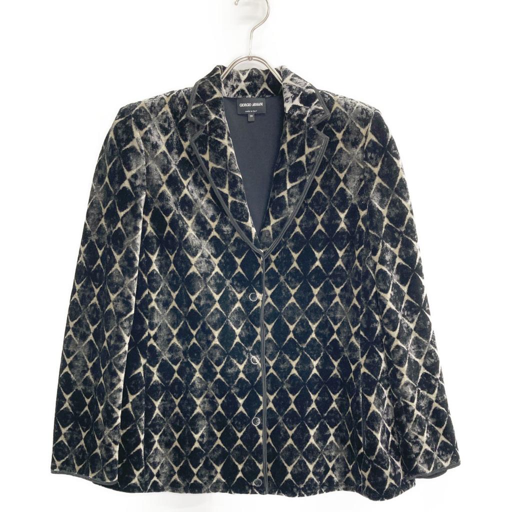 GIORGIO ARMANI 6HAG50AJDSZ 2020 Black Velvet All-over Print Jacket Jacket 38 blackUsed
