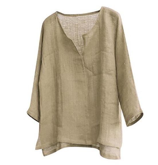 

Мужская рубашка сплошной цвет с V-образным вырезом Мягкий повседневный летний топ для повседневного ношения XL хаки