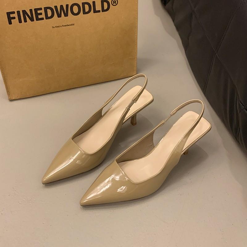 

Pointed temperament high heels stiletto spring and summer 2025 new black bag head with soft leather sandals women s shoes 40