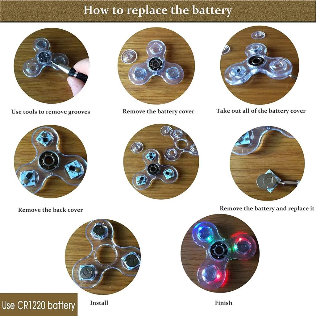 Kristall leuchtende LED-Licht Fidget Spinner Hand Top Spinner leuchten im Dunkeln EDC Stressabbau Spielzeug Kinetisches Gyroskop für Kinder