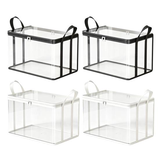 Clothes Storage Box, Durable Clear PVC Storage Bins, with Reinforced Handles Double Zipper Design, Large Capacity Moisture-Proof Organizer Bags