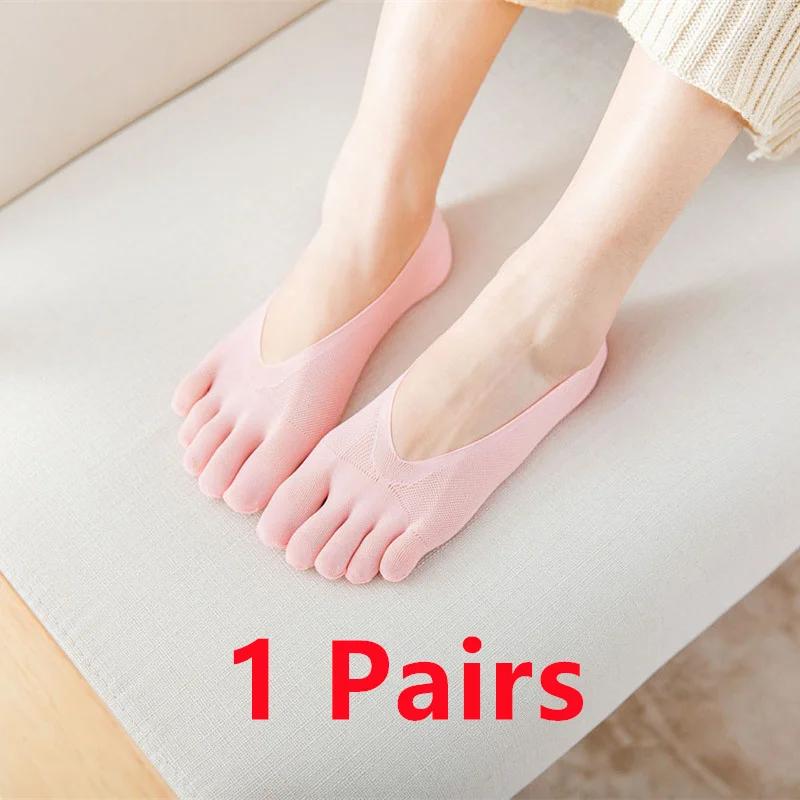 1/3/5 Pairs/Lot Women Summer Five-Finger Socks Ultrathin Funny Toe Invisible Boat Sokken Silicone Breathable Short Low Ankle Sox