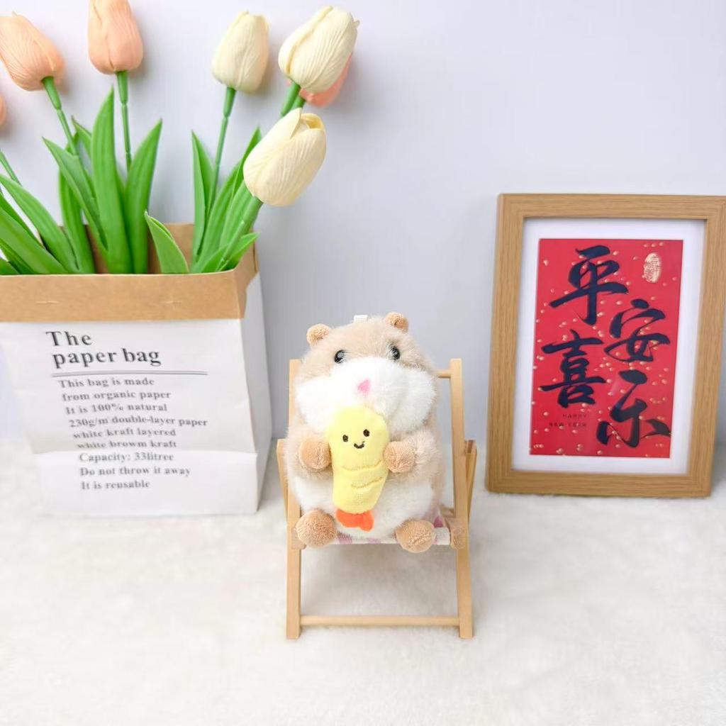 Cute Cartoon Hamster Plush Toy Keychain Backpack Ornament
