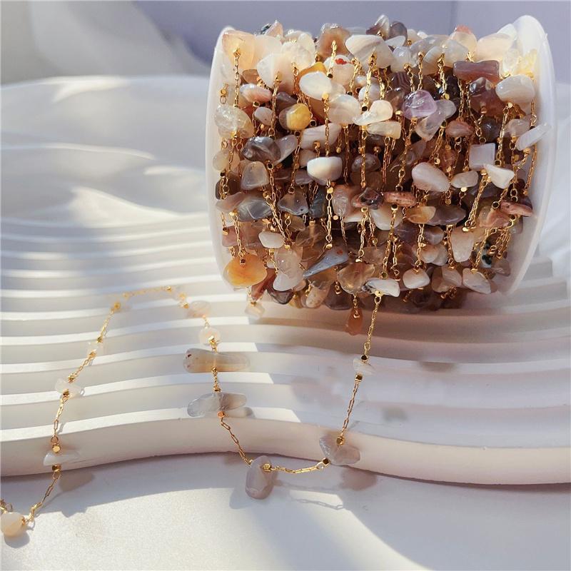 1meter Natural Stone Bead Chains Necklace Bracelets Bulk KC Gold Color Copper Link Chains Lot Supplies for Diy Jewelry Making