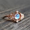 Exquisite Moonstone Ring Pair, Women'S Accessories, Copper-Plated Rose Gold Zircon Party Ring.