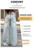 Girls' Retro Blue Graffiti Wide-Leg Jeans: Hand-Painted Loose-Fit Casual Pants