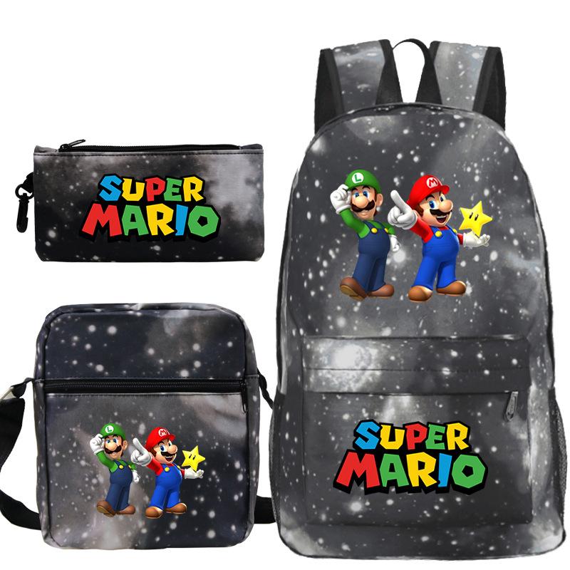 Super Mary Three-Piece Schoolbag, Male And Female Students, Large-Capacity Schoolbag, Shoulder Bag, Pencil Case.