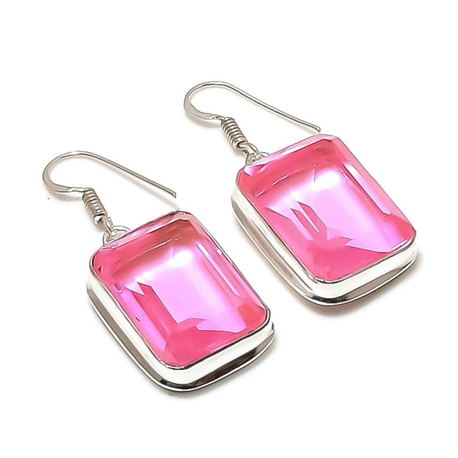 Natural Pink Kunzite Gemstone 925 Sterling Silver Jewelry Earring 1.65 AE-11869