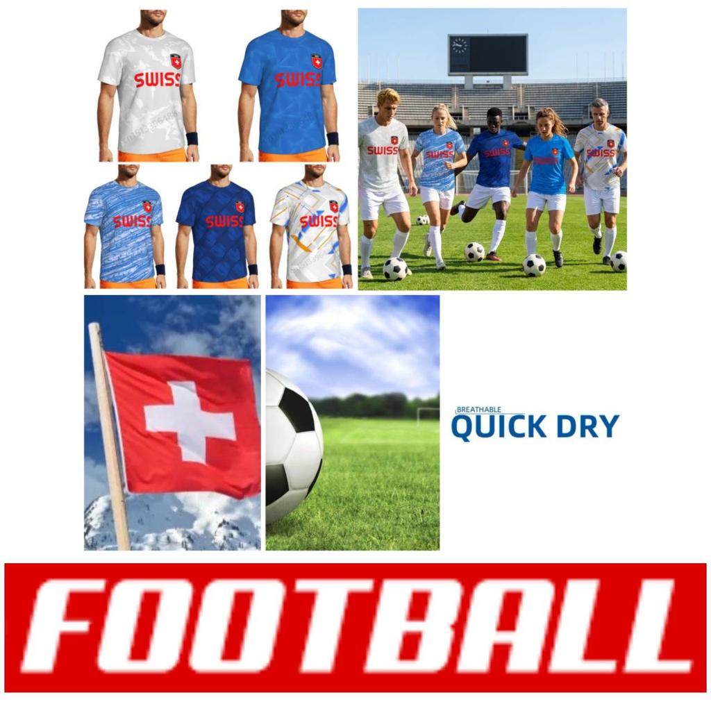 Swiss Switzerland SUISSE Soccer Football Tshirt Print 3D Flag National JERSEY CHEER Training Round Neck Unisex Men Women Sport Short Sleeve Uniform