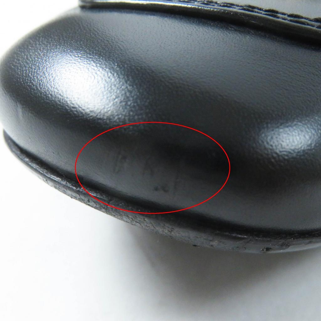 LOUIS VUITTON loafers Square toe with LV Metal logo black leather Women 37.5 Used