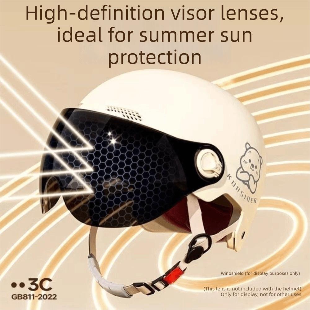 Cartoon Bear Electric Bicycle Helmet With Goggles Universal Half Helmet  Universal