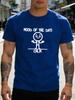 Unisex Navy Tee Calm Mood Stick Figure Graphic Print Short Sleeve Loose Casual Street Basic Top For Young Male Daily Wear Outfit