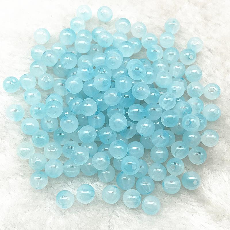 50pcs 8mm Double Color Imitation Jade Round Acrylic Beads Loose Spacer Beads Pattern for Jewelry Making DIY Bracelet Necklace