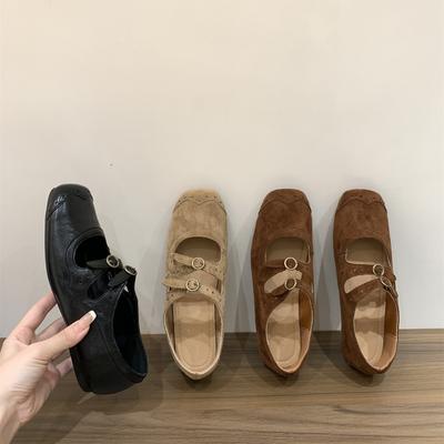 Mary Jane rétro en daim à semelle plate chaussures simples chaussures pour femmes 2025 nouvel automne jupe ballerines chaussures de soirée
