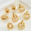8pcs Vintage Gold Color Metal Twisted Earrings Set Fashion Hollow Rope Knot Stud Earrings For Women Versatile Party Jewelry Gift