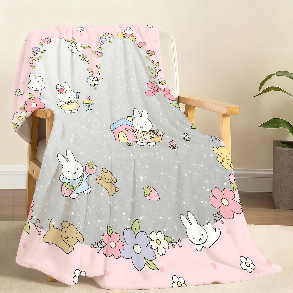 Cute M-MiffyS Kawaii Blanket Soft Throw Blanket for Home Bedroom Bed Sofa Picnic Travel Office Rest Cover Blanket Gift
