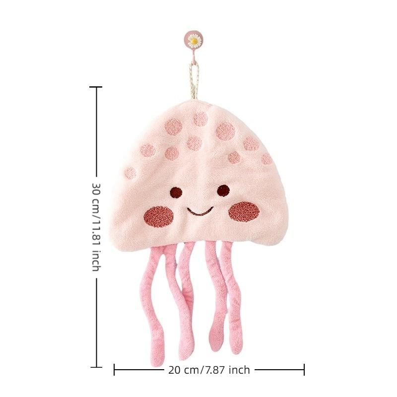 Cartoon Marine Organism Hand Towel Quick Drying Kitchen Towel Cleaning Rag Coral Velvet Absorbent Hanging Towel Bathroom