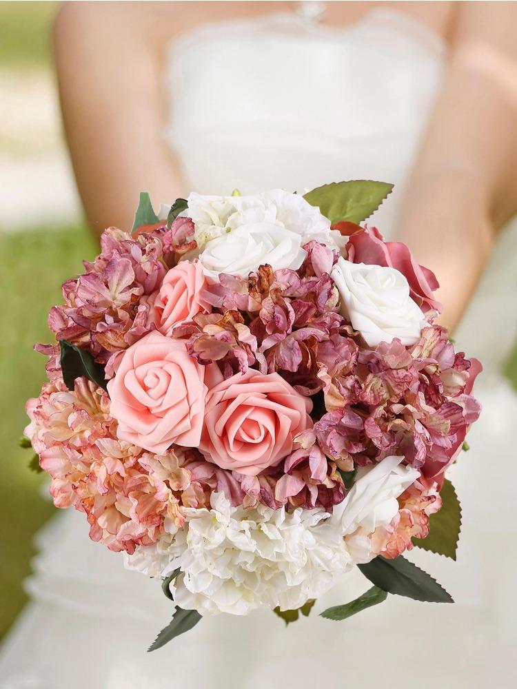 4 Pcs Large Vintage Dried Hydrangea Silk Artificial Flowers Fake Flowers Wedding Decorations for Ceremony Centerpieces Flower Craft Floral Arrangement