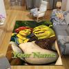 Custom 1Pc Shrek Fiona Custom Name Flannel Personalized Rug Non Slip Floor Mat Soft Carpet for Living Bedroom Office Home Decor Gift