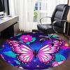 1PC Butterfly Flowers Office Round Area Rug, Indoor Mat Suitable ForOffice, Under Office Chairs Bedroom Living Room Home Decor, Room Deco, D018