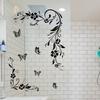 Black Floral Iris Vine Mirror Glass Sticker Home Bathroom Decoration Self-Adhesive Wall Sticker