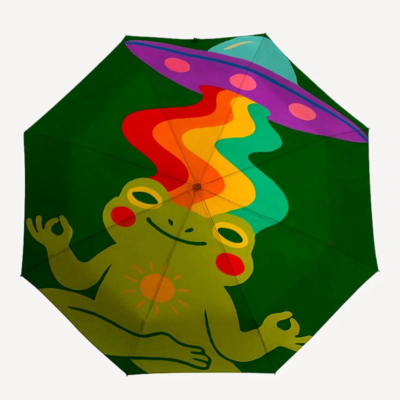 

1pc Frog UFO Auto Open/close, All-Season Portable Folding Umbrella for Women & Men, Travel, Everyday, Formal Events -06126