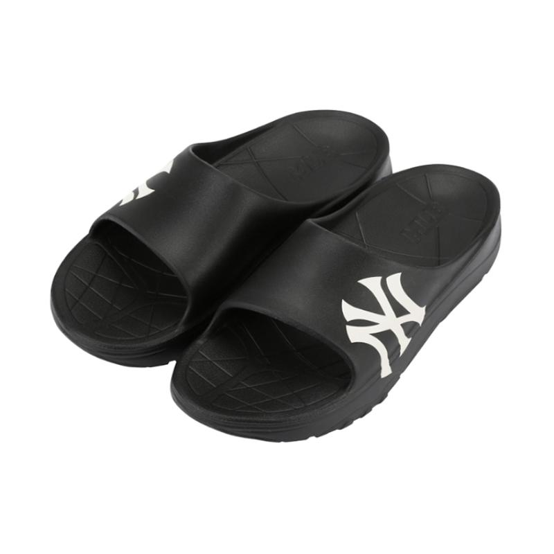 MLB Slipper Rubber Sole Slip-Resistant Slide Slippers Unisex Black Sneakers 32SHHP111-50L