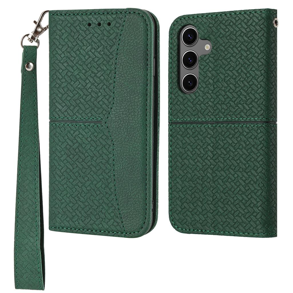 For Samsung Galaxy S25 Case Woven Texture PU Leather Wallet Phone Cover