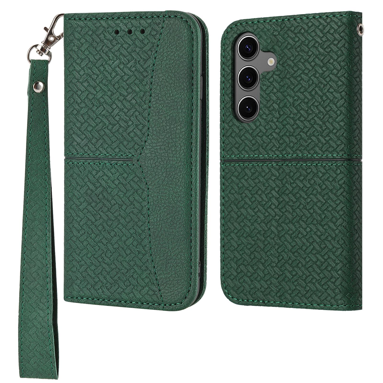 

For Samsung Galaxy S25 Case Woven Texture PU Leather Wallet Phone Cover A