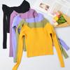 Autumn New Slim Fit Slimming One Shoulder T-shirt for Women Short Knit Sweater, Long Sleeved Top Sweaters