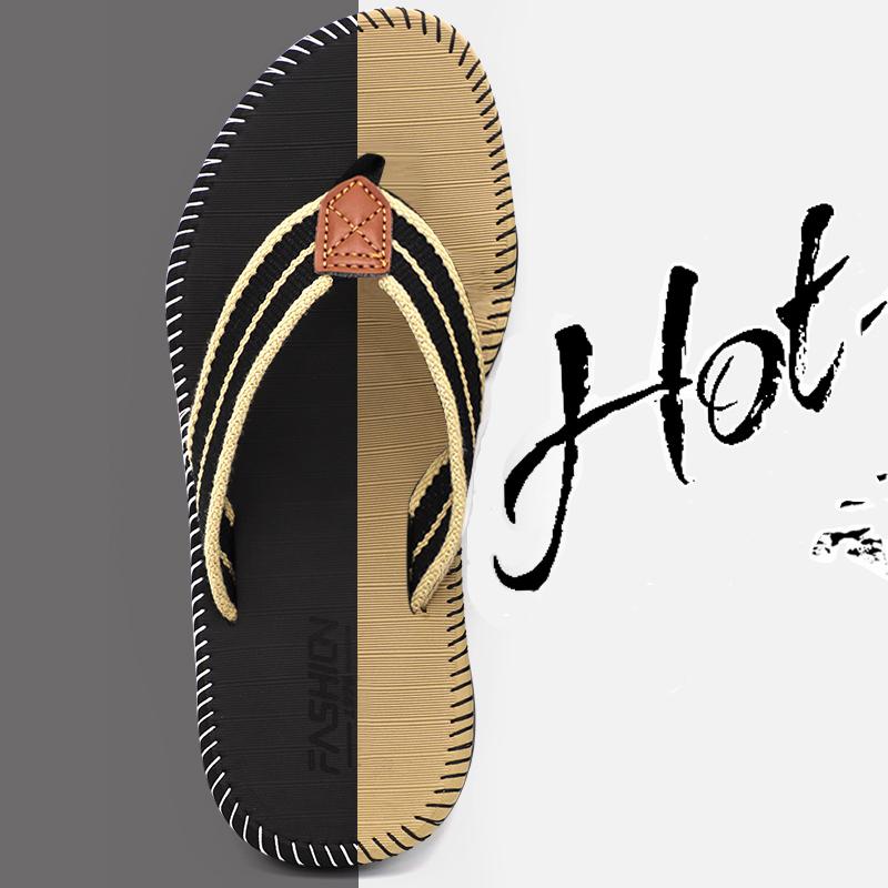 Fashion Flip Flops Men 2024 Summer Leather Slippers Outdoor Casual Male Breathable Sandals Fashion Lightweight Beach Big Size Flat Shoes