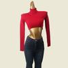 South Korea Fashion Brand H Home High Neck Short Knitwear Winter Bare Midriff Slim Fit Sunken Stripe Sexy Sexy Top Female