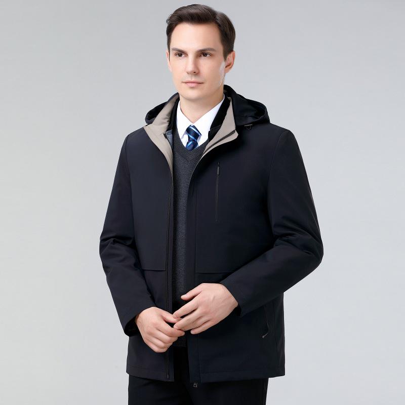 2024 Men's High-End Autumn Winter Hooded Down Jacket - Windproof, Warm, Casual Top for Middle-Aged
