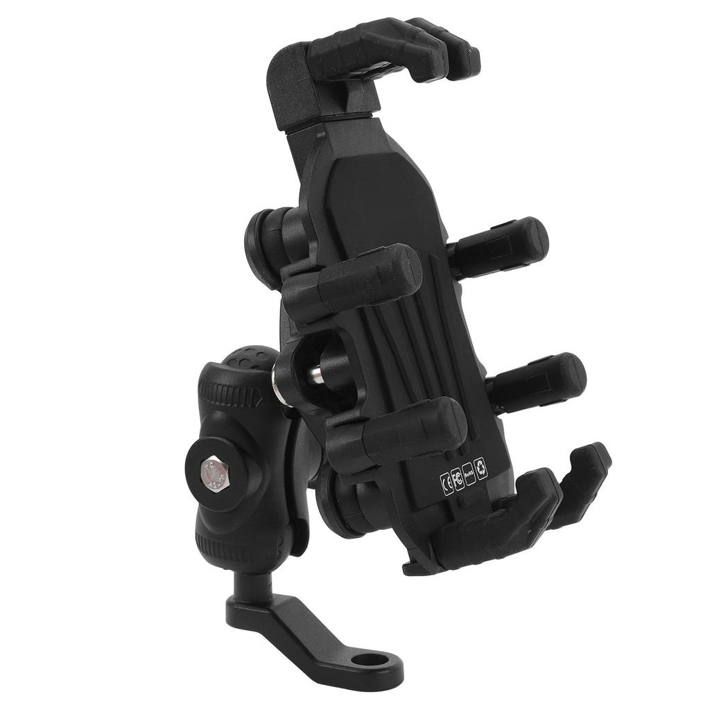 Motorcycle Phone Mount with Safety Lock Shock Absorption 360 Degree Rotation Adjustable Rearview Mirror Phone Holder