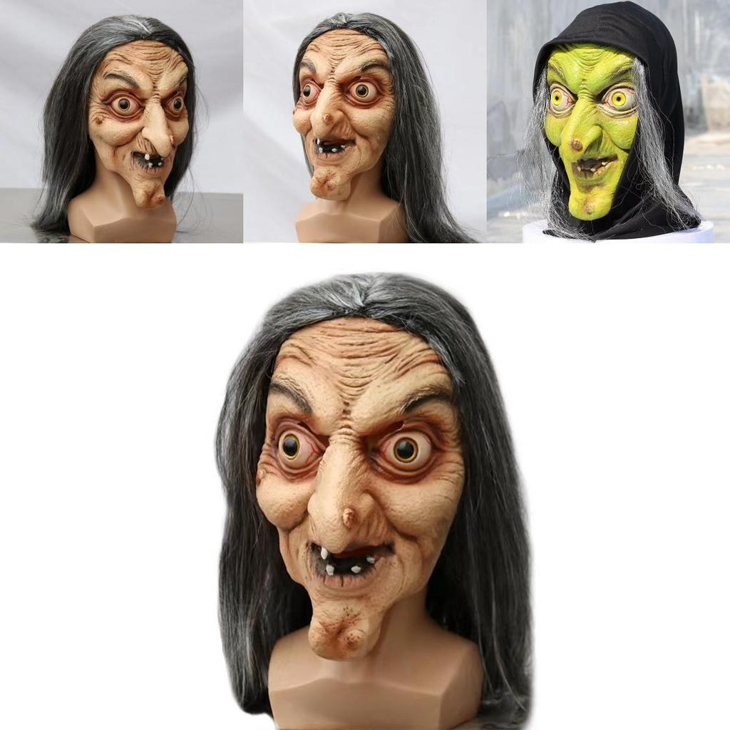 Máscara de Bruxa de Halloween Rosto de Terror em Látex Fantasia Para Decoração de Festa