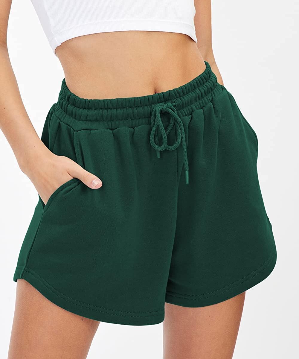 

Women s Casual Loose Mid-High Waist Summer Sports Shorts Small темно-зелений колір