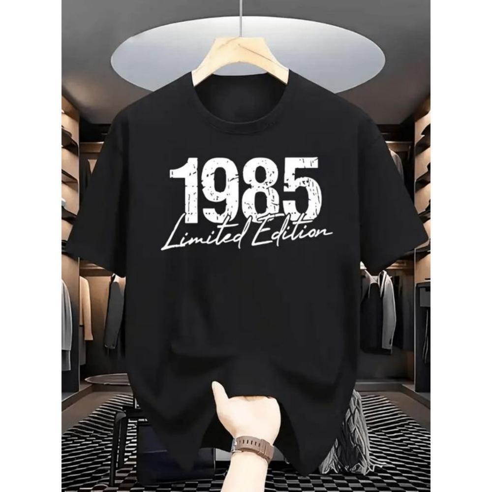 

European Sizes Men S 1985 Limited Edition Graphic T-Shirt - Black Casual Summer Tee with White Print XXXXXL чорний