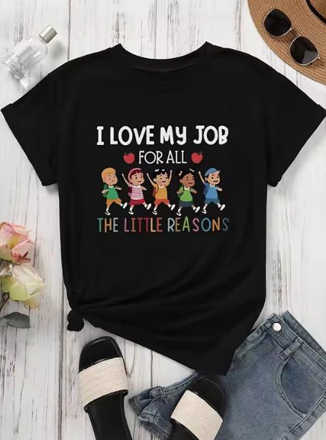 My Students Are Out Of This World Teacher T-shirt for Women Cute Astronaut Outer Space Star Print Round Neck Short Sleeve Science Teacher Tops
