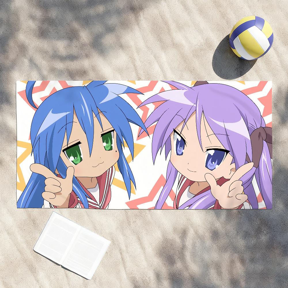 Cartoon L-Lucky S-Star Anime Towel Shower Sauna Travel Spa Quick Dry Gym Accessories Soft Large Beach Towels
