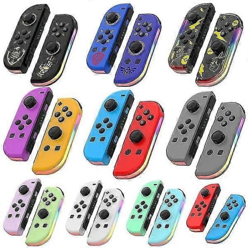 Wireless Controller Compatible with Nintendo Switch, OLED, Lite Gamepad Joystick (L/R) Replacement with RGB Right Purple Green