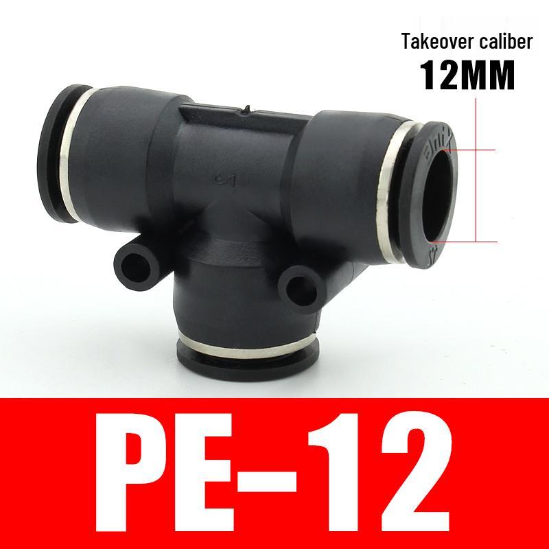 PU Pneumatic Quick Connect Air Hose Fittings, Straight & Three-Way, Sizes: 4/6/8/10/12/16mm