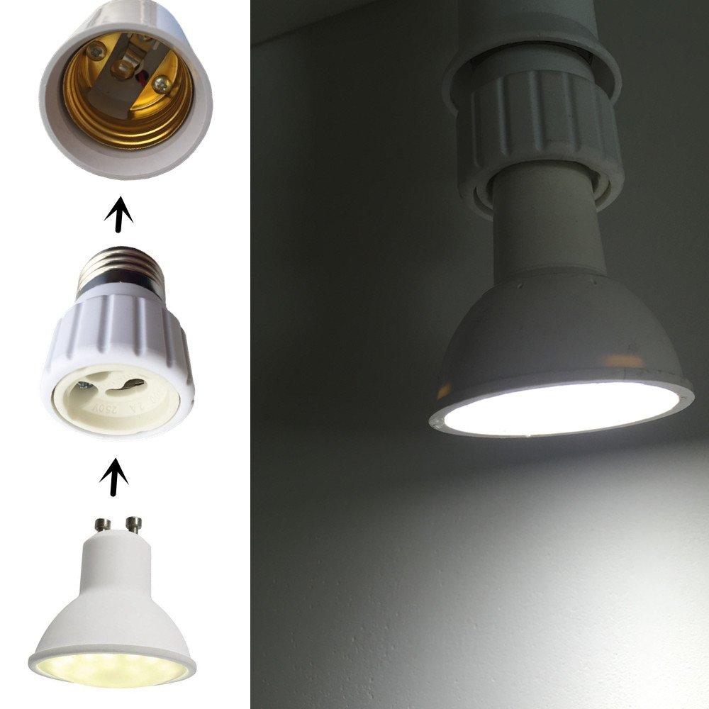 DZYDZR LED Bulb Socket Base E26 To GU10 Lamp Holder Conversion Adapter (6 Pieces)