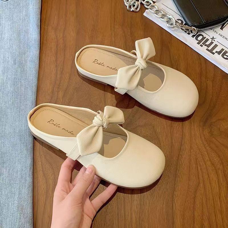 fashion 2024 Women's New Summer Fashion Bow Flat Toe Slippers Shallow Mouth Casual Slippers